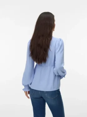 Oberteil mit V-Ausschnitt und elastischen Bündchen in Regular-Fit