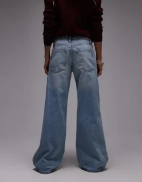 Topshop Jeans mit mittlerer Leibhöhe und weitem Bein