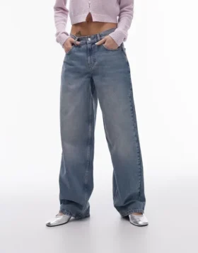 Topshop-Jeans mit niedriger Taille und lockerer Passform
