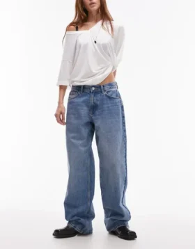Topshop-Jeans mit niedriger Taille und lockerer Passform