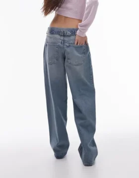 Topshop-Jeans mit niedriger Taille und lockerer Passform