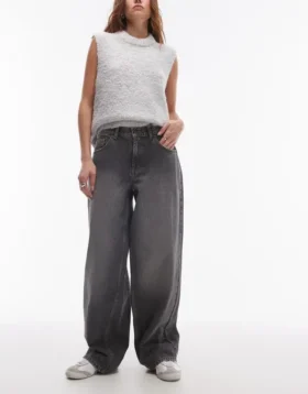 Topshop-Jeans mit niedriger Taille und weitem Bein