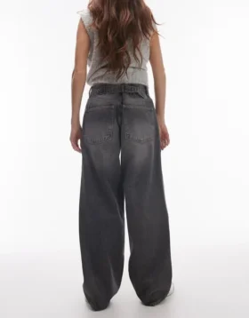 Topshop-Jeans mit niedriger Taille und weitem Bein