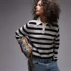 Topshop Leichtes gestreiftes Strick-Polohemd aus Strickwaren