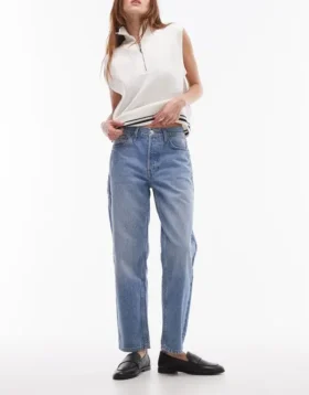 Topshop Straight-Fit-Jeans mit mittlerer Leibhöhe