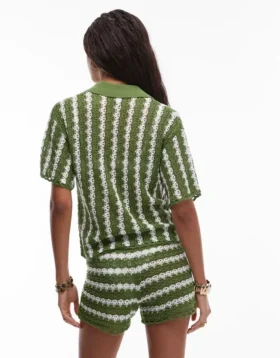 Topshop Strick-Set mit gestreiftem Hemd