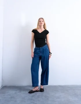 Tsmari Jeans mit hoher Leibhöhe und weitem Bein