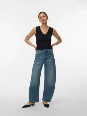 Vmjuno Mid Rise Barrel Fit Jeans