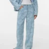 Vmrae Jeans mit hoher Leibhöhe und weitem Bein