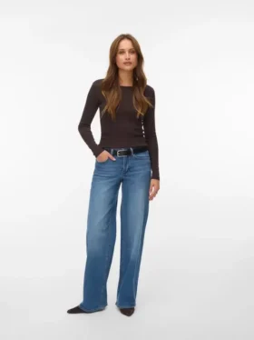 Vmsandie – Stretch-Jeans mit mittlerer Leibhöhe und weitem Bein