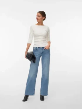 Vmsandie – Stretch-Jeans mit mittlerer Leibhöhe und weitem Bein