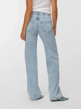 Vmtessa Jeans mit Strasssteinen, hohem Bund und weitem Bein