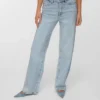 Vmtessa Jeans mit Strasssteinen, hohem Bund und weitem Bein